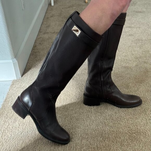 Givenchy Shark Lock Tall Riding Boots, Brown, size 40.5 - Picture 1 of 5